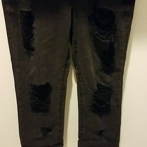 LIKE NEW! Cool black distressed boyfriend jeans.